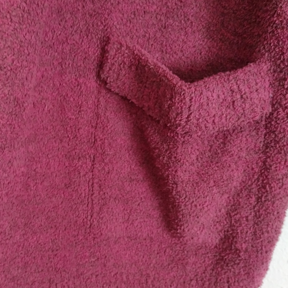 Barefoot Dreams CozyChic heathered red long open cardigan pockets size Medium - Picture 8 of 11